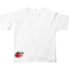 うさぎのUSA（うーさ）🐰のりんごを追いかけるうさぎのフルグラフィックTシャツ All-Over Print T-Shirt :back