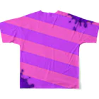 どるちぇ＊うさぎの《ハロウィン》04＊チェシャきじとら猫＊紫背景ver. All-Over Print T-Shirt :back