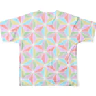 まりわのお店 HOSHIYAの脳内✰万華鏡花火✰和柄✰ほか✰　の麻の葉 All-Over Print T-Shirt :back