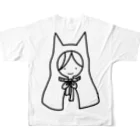 ポキポキぽっきーのねこ耳ケープをかぶった女の子 フルグラフィックTシャツの背面