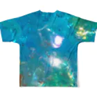 easygoing_dogのキラキラ（ネオンブルー） All-Over Print T-Shirt :back