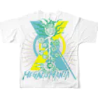 斬る'em ALL/DJつづきともみの【KJデザイン】MEGALO MANIA-005-WH #MGLMNA フルグラフィックTシャツの背面