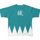 松や SUZURI店の新撰組-浅葱 All-Over Print T-Shirt :back