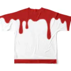 THE厨二病の赤白ドロドロ「猫」 フルグラフィックTシャツの背面