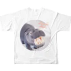 羊毛けだまkanaのカバさんのdaisukidayo！ All-Over Print T-Shirt :back