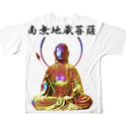 Shih-andKisyouの地蔵菩薩坐像（彩）Ｔシャツ－シハンドキショウ フルグラフィックTシャツの背面