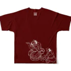 鍛屋　山源の鬼王丸　エンジ All-Over Print T-Shirt :back