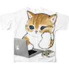 mofusandの在宅勤務のプロ、その名は猫。 All-Over Print T-Shirt :back