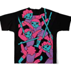 日本どうぶつの会のタロット「FIVE of WANDS.(ワンズの５)」フルグラフィックTシャツ All-Over Print T-Shirt :back