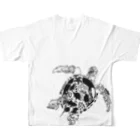 びりぃのうみがめ さかな（ブラック） All-Over Print T-Shirt :back