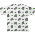 ゆるいイラストのアイテム - イラストレーターハセガワのサイと草 フルグラフィックTシャツの背面