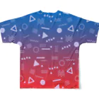 SANKAKU DESIGN STOREの懐かしくて、新しい。 青赤/S フルグラフィックTシャツの背面