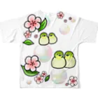 Lily bird（リリーバード）のほわほわメジロ梅 フルグラフィックTシャツの背面