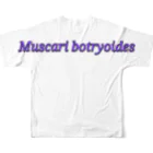 でおきしりぼ子の実験室のMuscari botryoides(1:1) フルグラフィックTシャツの背面