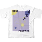 TANOSHIMI💭のREST/PREPARE フルグラフィックTシャツの背面