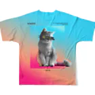 猫ICHIZO公式グッズの目線猫一三 フルグラフィックTシャツの背面