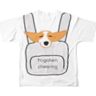 遥ん/犬顔絵　の「保護犬カフェ支援」グッズ リュックサックコーギー 小麦さん フルグラフィックTシャツの背面