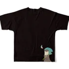 ヤム烈のカワウソいっぱい焦茶 All-Over Print T-Shirt :back