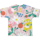 wokasinaiwoの猫花ピンク All-Over Print T-Shirt :back