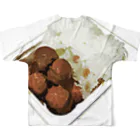 脂身通信Ｚの昼メシ（パックご飯＆レトルトミートボール） フルグラフィックTシャツの背面