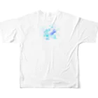 サワネチヒロのショップの空飛ぶ鯨 All-Over Print T-Shirt :back