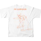 黒白黒猫屋の断食太鼓オレンジ All-Over Print T-Shirt :back