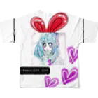 レモンかわいい女子♥️オリジナルショップのうさぎ♥️女子 フルグラフィックTシャツの背面