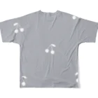 rilybiiのサクランボ柄 グレーブルー All-Over Print T-Shirt :back