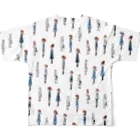 てら ねこグッズのI WISH I WERE A BIRD.青い服 All-Over Print T-Shirt :back