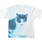 黒白黒猫屋の黒白黒猫水彩 フルグラフィックTシャツの背面