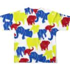 LOLLIPOPのサヴァサヴァ ゾウ柄（ブルー） All-Over Print T-Shirt :back