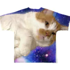 土管猫商店の銀河に浮かぶ猫万次郎 フルグラフィックTシャツの背面