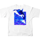 まつおるかグッズの海面のシャチ All-Over Print T-Shirt :back