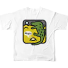 mugsの🐊月面のアリゲーター(バック) フルグラフィックTシャツの背面