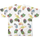 まめるりはことりのたっぷりウロコインコちゃん【まめるりはことり】 All-Over Print T-Shirt :back