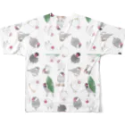まめるりはことりのたっぷり文鳥ちゃん【まめるりはことり】 All-Over Print T-Shirt :back