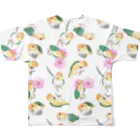 まめるりはことりのたっぷりシロハラインコちゃん【まめるりはことり】 All-Over Print T-Shirt :back