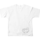もくもくモクレンの日本スピッツデザインショップのスピッツ両面デザイン：表もくもく顔、裏こっち見てる All-Over Print T-Shirt :back
