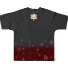 クロフミのまったりショップの桜井くんの夜の紅桜 풀그래픽 티셔츠の背面