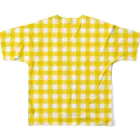 TWINKLE JOURNEYのレトロかわいいギンガムチェック（イエロー） All-Over Print T-Shirt :back