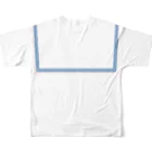 杜の魚のセーラー風（白に青ライン） All-Over Print T-Shirt :back