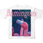 PhotoCollé フォトコラージュのFlamingo・フラミンゴ  フルグラフィックTシャツの背面