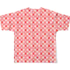 きまぐれノーティのきまぐれWa風「MaruSikaku市松」_紅（ベニ） All-Over Print T-Shirt :back