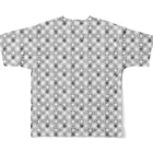 きまぐれノーティのきまぐれWa風「MaruSikaku市松」_錫色（すずいろ） フルグラフィックTシャツの背面