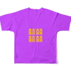 Atelier.a.dot アトリエ・エードットのI LOVE HK ダブルハピネス パープル×イエロー フルグラフィックTシャツの背面