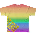 Toko Nataraja Baliのバリ菱x4でか虹 フルグラフィックTシャツの背面
