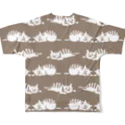 オガタミホのしましまマーチ　茶色 All-Over Print T-Shirt :back