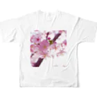 Broken Angelの桜の花とピンクの麻 フルグラフィックTシャツの背面