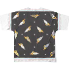 サトウノリコ*のピスピスゆーて寝るネコたち【黒】 All-Over Print T-Shirt :back