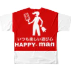 世界の果てにのHAPPY-man All-Over Print T-Shirt :back